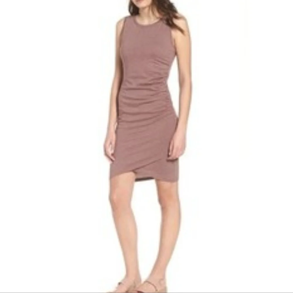 Leith Mauve Ruched Body Con Tank Dress, M